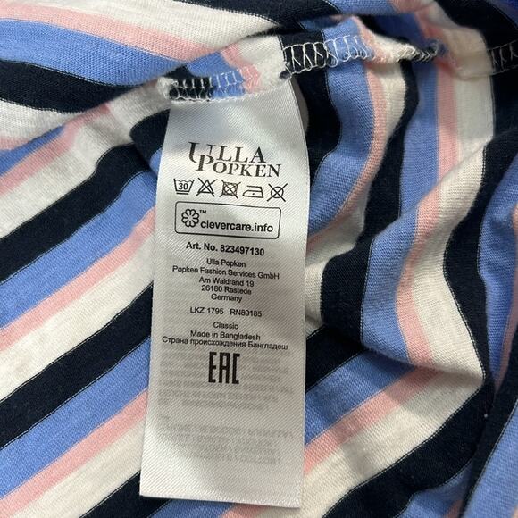 Ulla Popken striped blue black pink white cotton long sleeve pullover top 32/34 - Picture 7 of 9